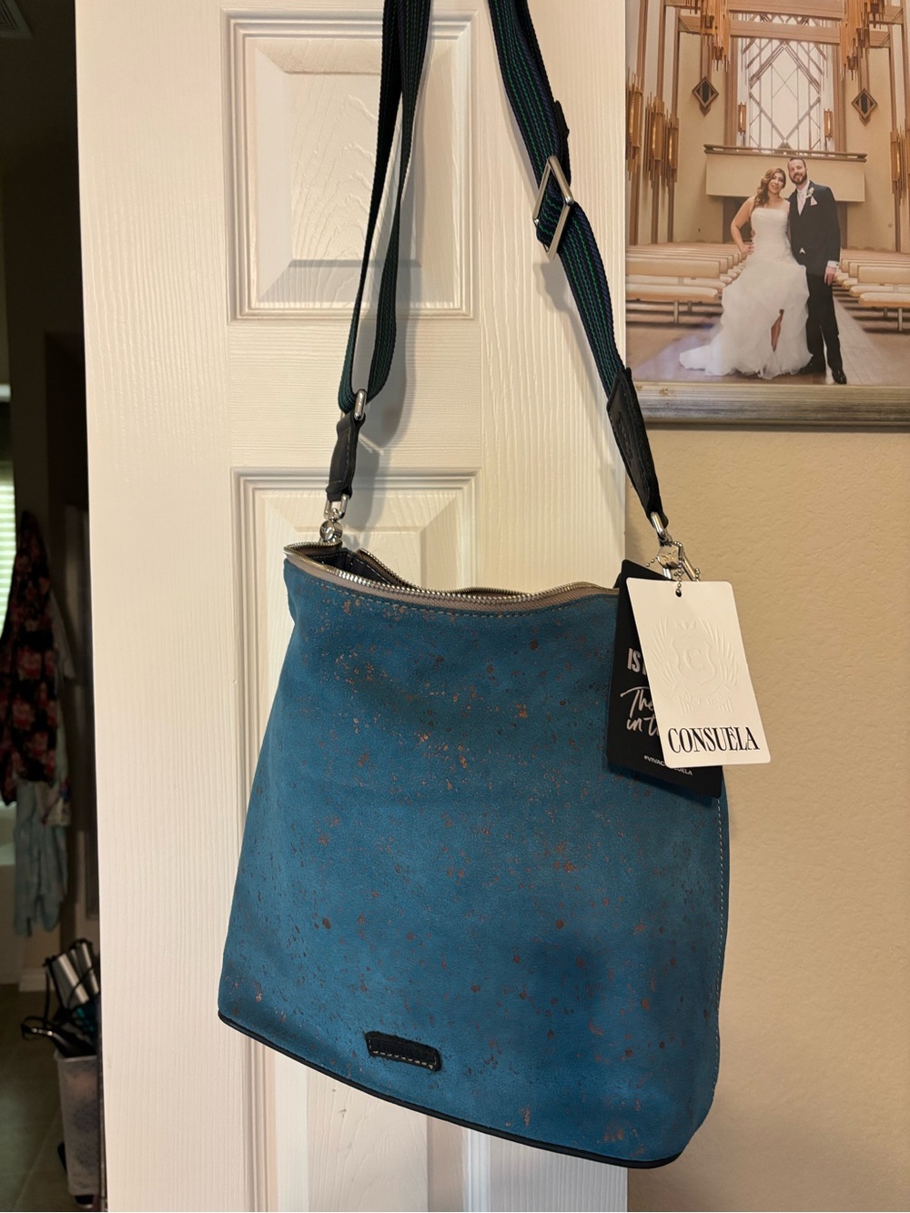 Consuela Teal Blue Adjustable Strap Crossbody Bag
